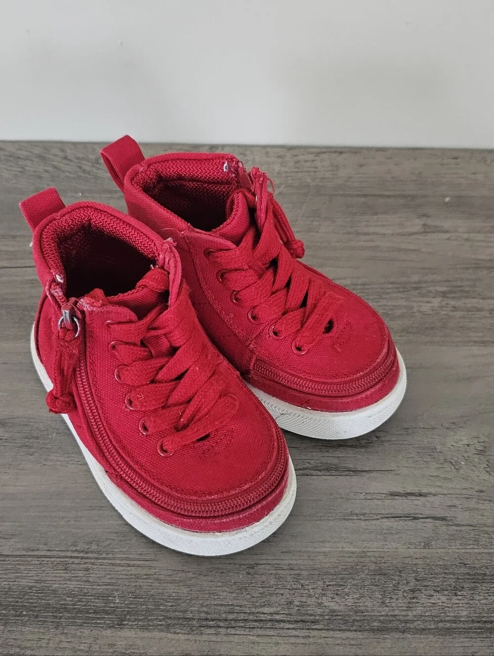 Billy Toddler Red High Canvas Zip & Lace Size 5 AFO SMO Brace Special Needs Shoe